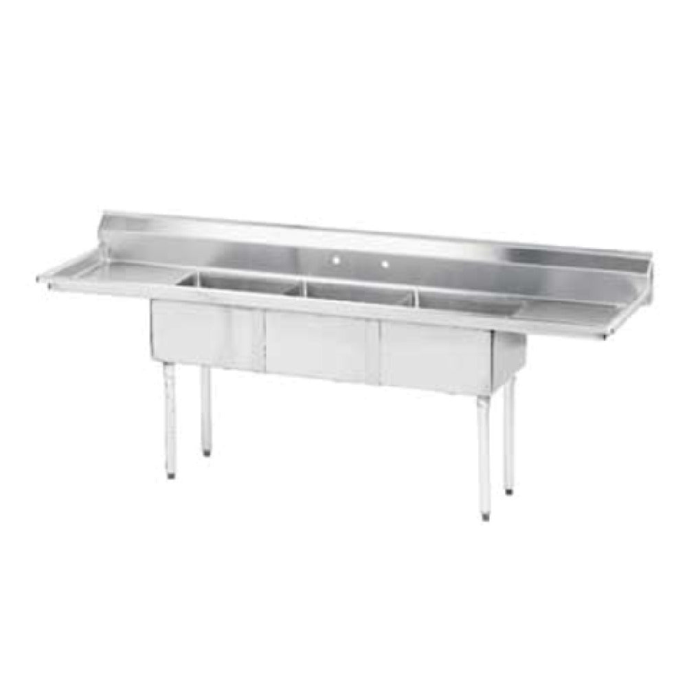 Advance Tabco FE-3-1812-18RL-X Special Value Fabricated Sink 3-compartment 18" Right & Left Drainboards