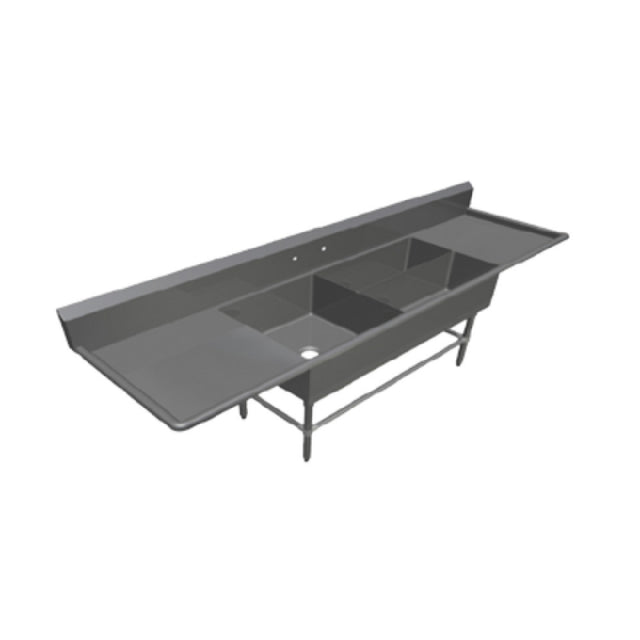 John Boos 43PBPS3224-2D24 Pro-Bowl Platter Sink 3-compartment 107-3/16"W X 29-1/2"D X 43"H Overall Size