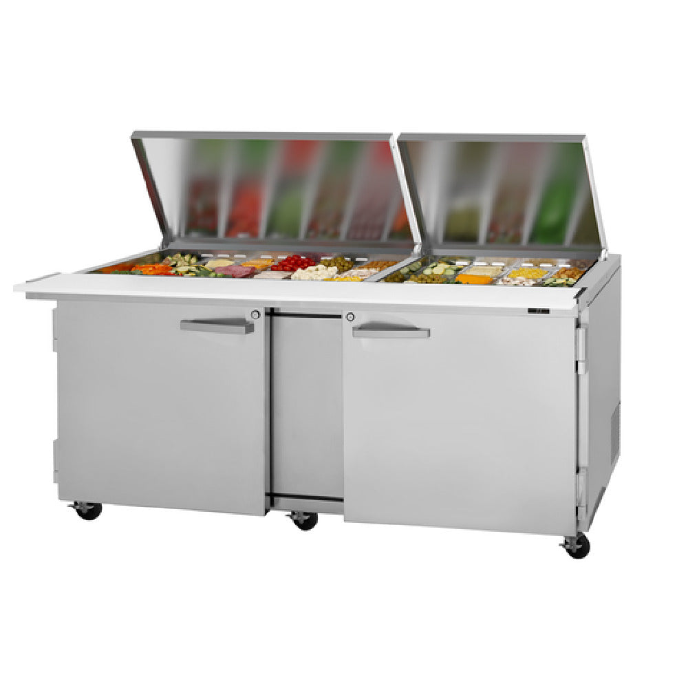 Turbo Air PST-72-30-N-FL PRO Series Mega Top Sandwich/Salad Prep Table With Flat Lid