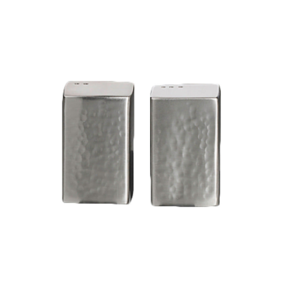 Steelite 7600CV022 Salt & Pepper Set Rectangular Hammered 1.25" X 2.0" Creations Metal