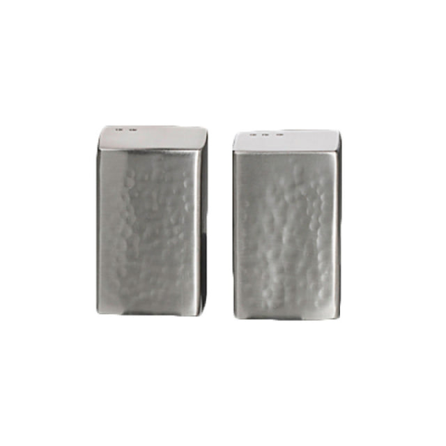 Steelite 7600CV022 Salt & Pepper Set Rectangular Hammered 1.25" X 2.0" Creations Metal