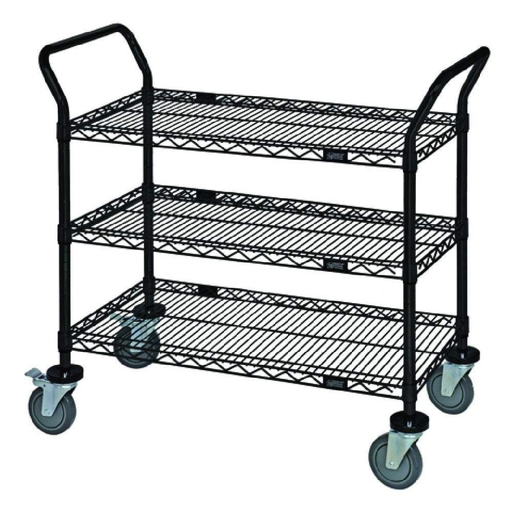 Quantum WRC-1860BK-3 Utility Cart 60"W X 18"D X 37-1/2"H (3) Wire Shelves