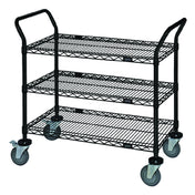 Quantum WRC-1860BK-3 Utility Cart 60"W X 18"D X 37-1/2"H (3) Wire Shelves