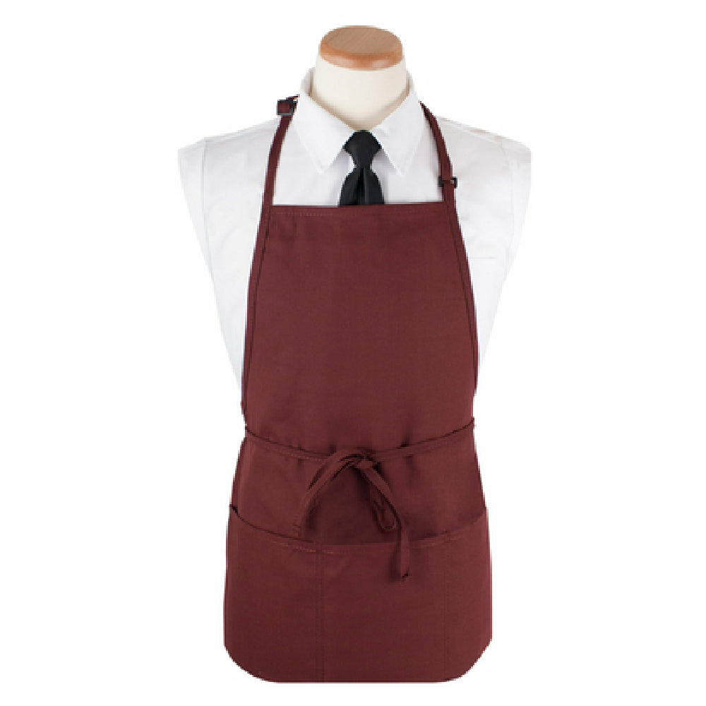 John Ritzenthaler Company 3PBIABGFP Chef Revival® Bib Apron 26" X 23" Long 3 Front Pockets And Pen Pocket With Seamless Bottoms