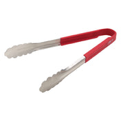 Winco UTSH-12R Utility Tongs 12" Red Silicone Handle