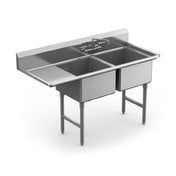 Winholt WS2T1824LD18 Sink Two Compartment With Left-hand 18" Drainboard