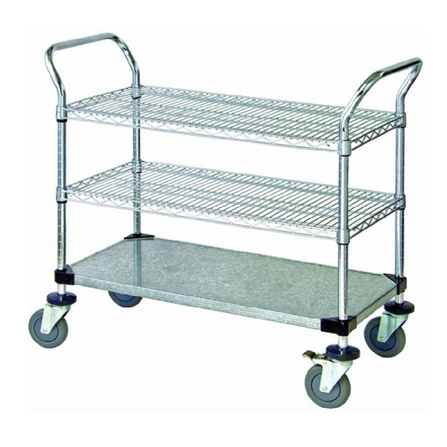 Quantum WRC-2148-3CG Utility Cart 48"W X 21"D X 37-1/2"H (2) Chrome Plated Wire Shelves