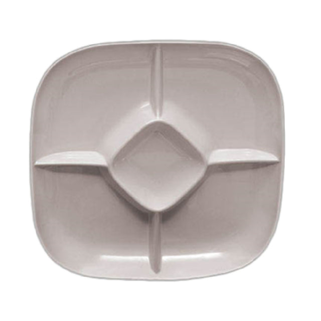 Thunder Group PS1515W Chip & Dip Platter 15" 5-compartment