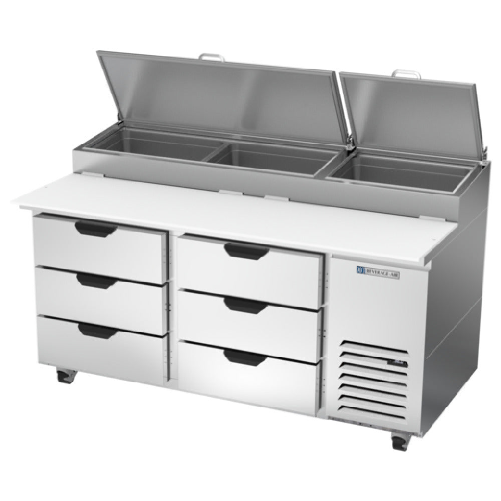 Beverage Air DPD67HC-6 Pizza Top Refrigerated Counter Two-section 67"W