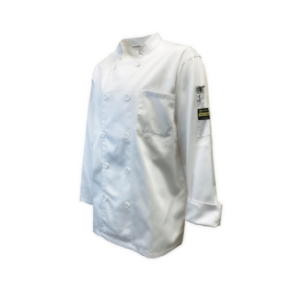 Thunder Group CJ605WHS Chef Regalia Relaxed Fit Long Sleeve French Cuffs Chef Jackets. Small