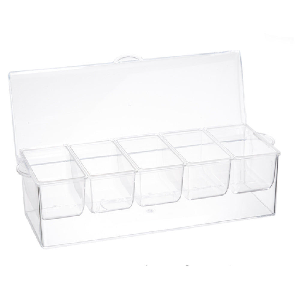 TableCraft Products 10007 - Bar Condiment Holder, 16-1/8" X 6-1/4" X 5", (5) 1.2pt Inserts