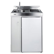 Summit C30ELGLASS All-in-One Combo Kitchen 30"W X 23.75"D X 41"H One Piece Stainless Steel Top With Deep Drawn Sink