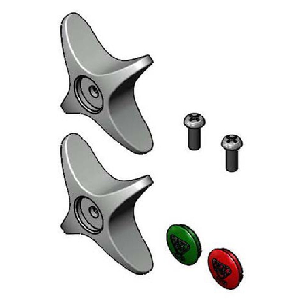 T&S Brass B-18KNS-AM Parts Kit (2) 4-arm Handles With Anti-microbial Coating (1) Red Hot Index