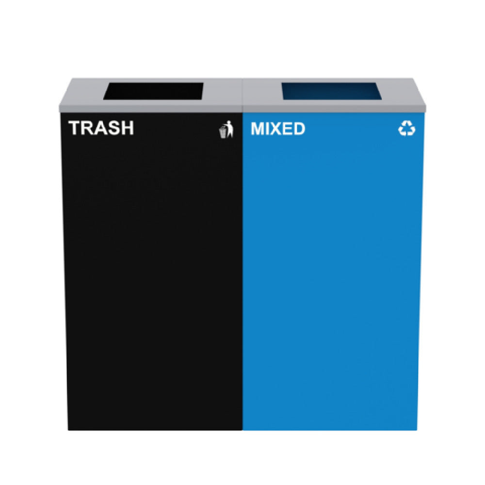 Alpine Industries ALP4450-BLK-KIT2 Recycling Bin Station 58 Gallon (2) Stream