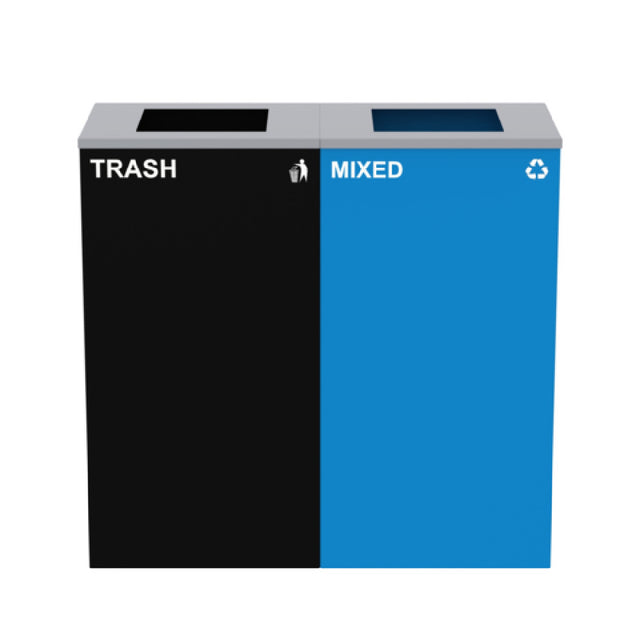 Alpine Industries ALP4450-BLK-KIT2 Recycling Bin Station 58 Gallon (2) Stream