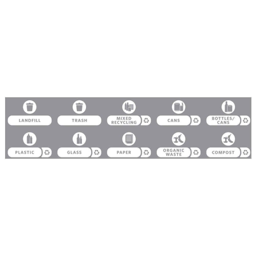 Rubbermaid 1977787 Slim Jim® Recycling Label Kit Version C Includes (1) Each Mixed Recycling