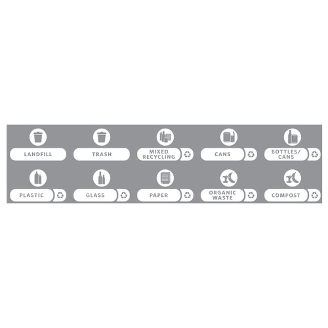 Rubbermaid 1977787 Slim Jim® Recycling Label Kit Version C Includes (1) Each Mixed Recycling