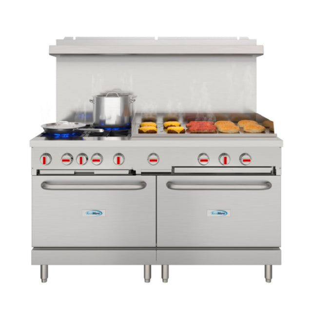 Koolmore KM-CRG364-NG Commercial Range 60"W (3) 20000 BTU Burners