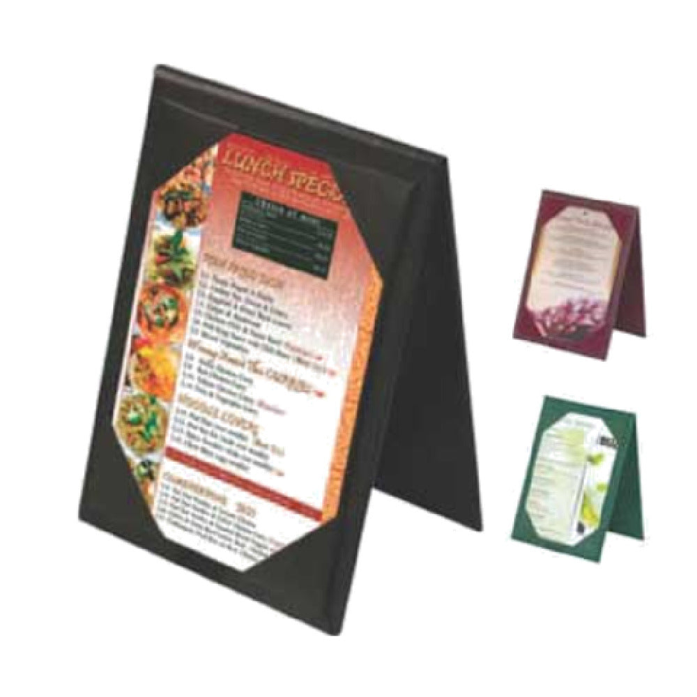 Menu Solutions TT067A_BURGUNDY Table Tent Holds 4" X 6" Insert Two Views
