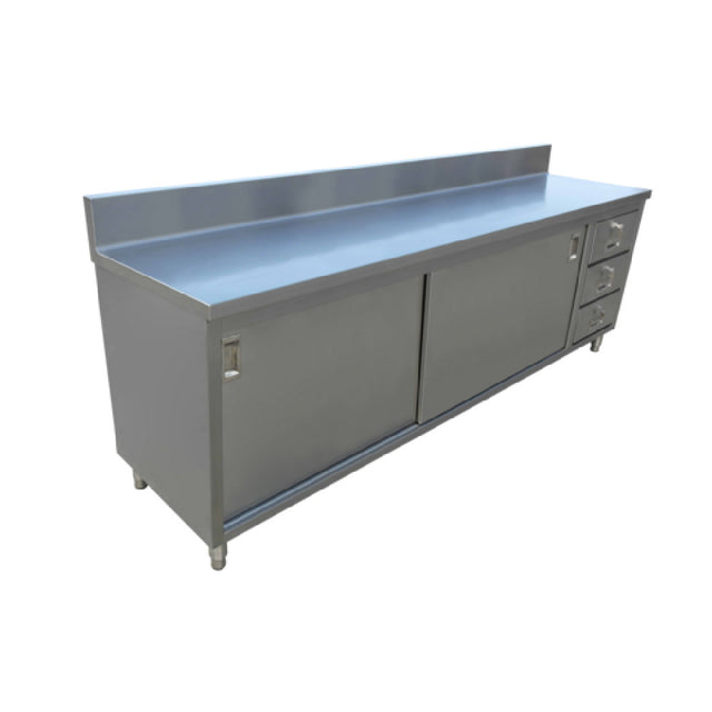 Omcan 43485 (43485) Work Table Cabinet Base With Sliding Doors & (3) Drawers