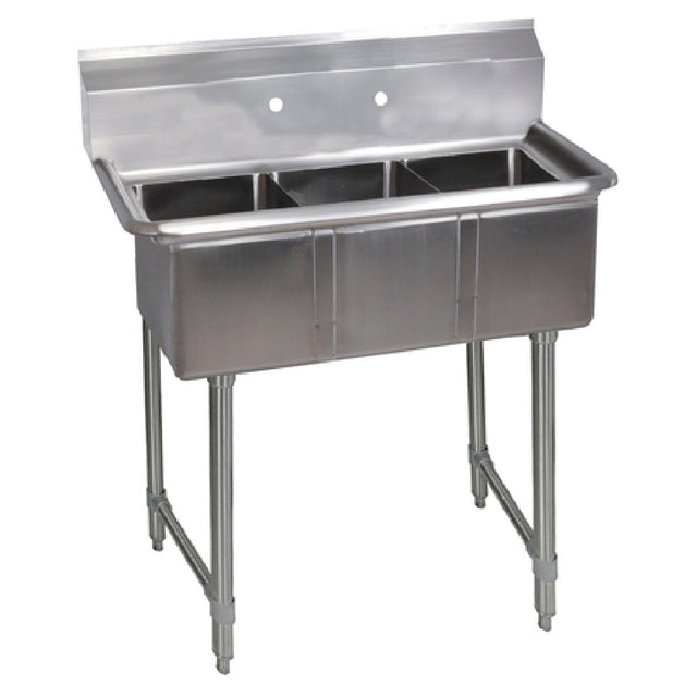 BK Resources BKS-3-1014-10S Convenience Store Sink Three Compartment 35-1/2"W X 19-13/16"D X 39-3/4"H Overall Size