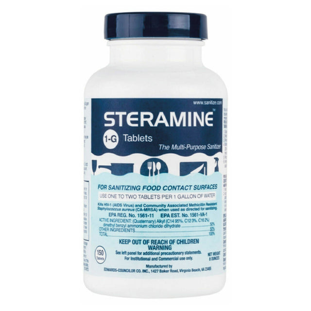 Royal STER 1G - Steramine Sanitizing Tablets (150 Each Per Bottle, 6 Bottles Per Case)