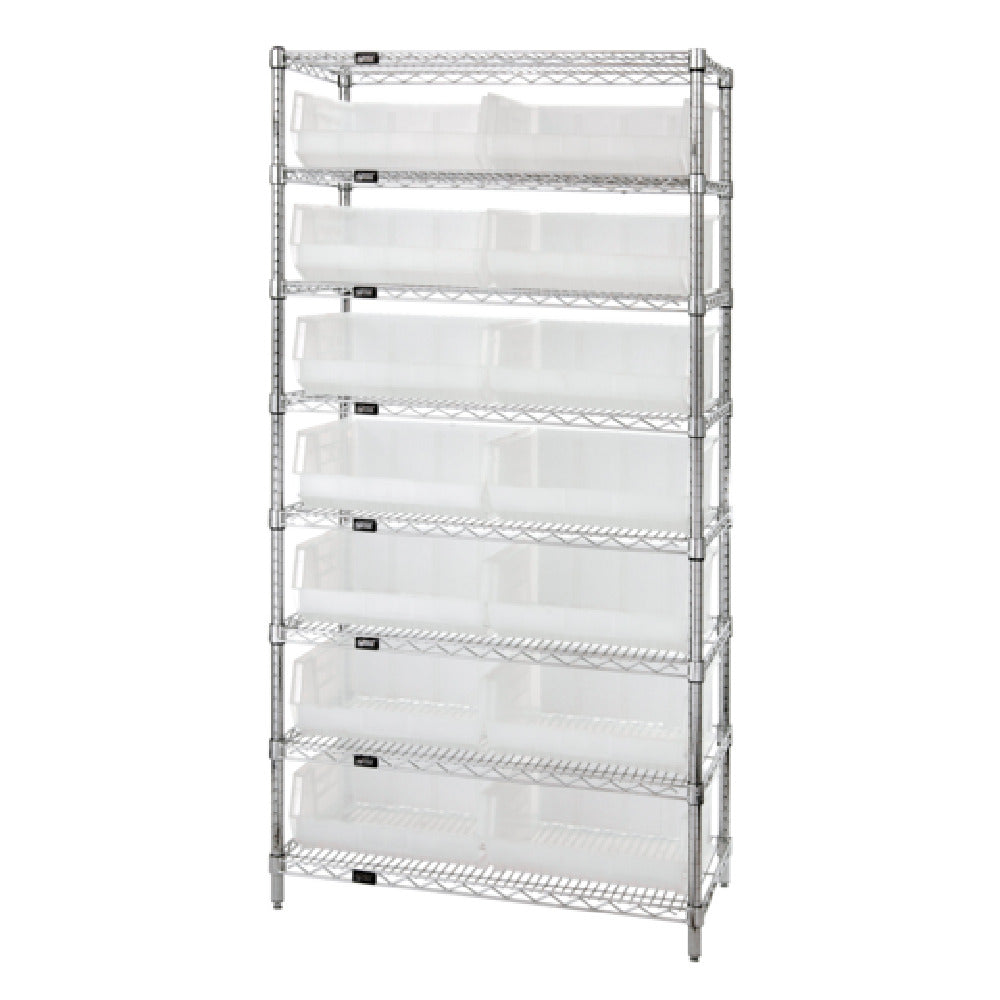Quantum WR8-250CL Bin Wire Shelving System 36"W X 14"D X 74"H 800 Lbs. Load Capacity Per Shelf