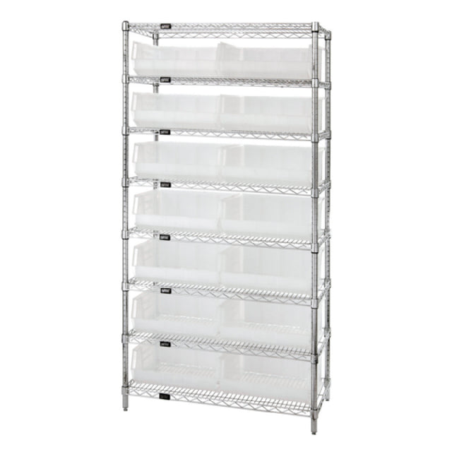 Quantum WR8-250CL Bin Wire Shelving System 36"W X 14"D X 74"H 800 Lbs. Load Capacity Per Shelf