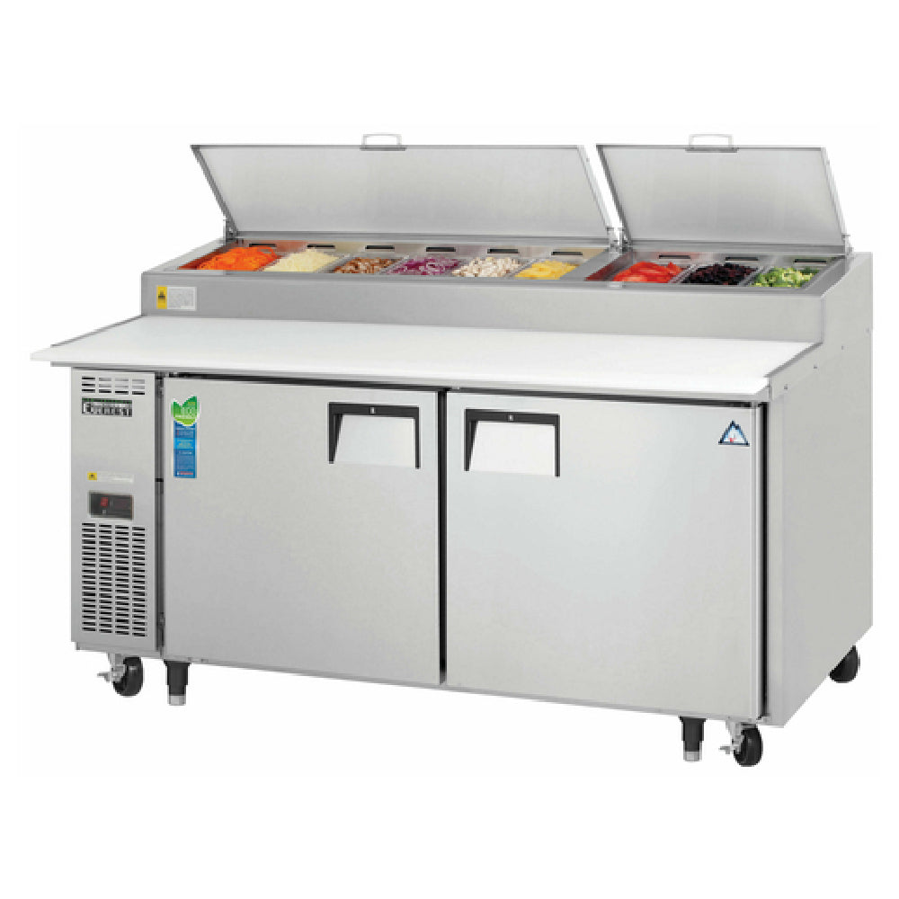 Everest Refrigeration EPPR2 Pizza Prep Table Two-section 71"W