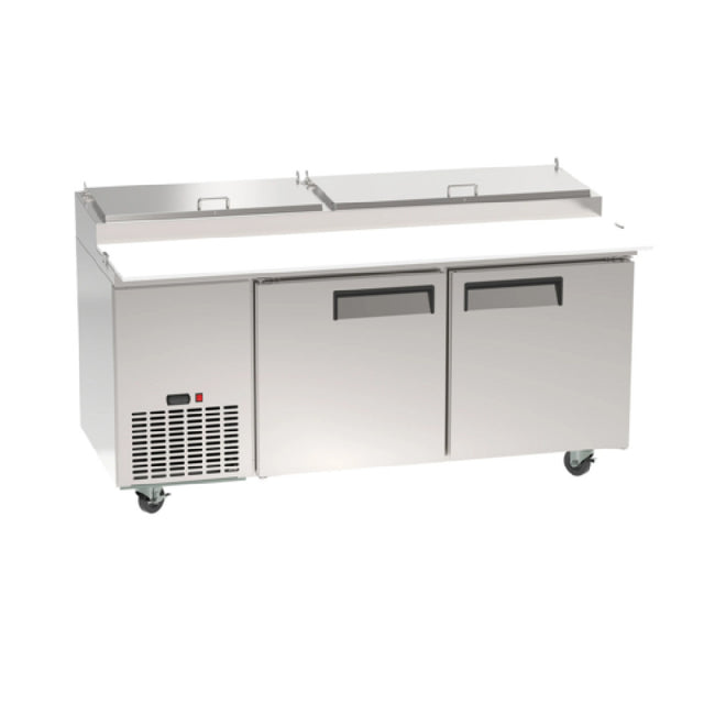 Hubert 206546 - Kratos 67K-042 68" Refrigerated Pizza Prep Table, 2-door, Holds 33°F To 40°F Temperature