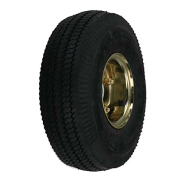 Forbes Industries 1660-WB 10” Black Full Pneumatic Offset Wheel Brass Plated Hub