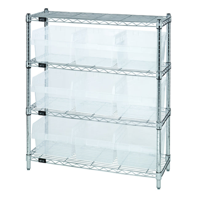 Quantum WR4-39-1236-809CL Bin Wire Shelving Center 12"D X 36"W X 39"H 800 Lbs. Capacity Per Shelf