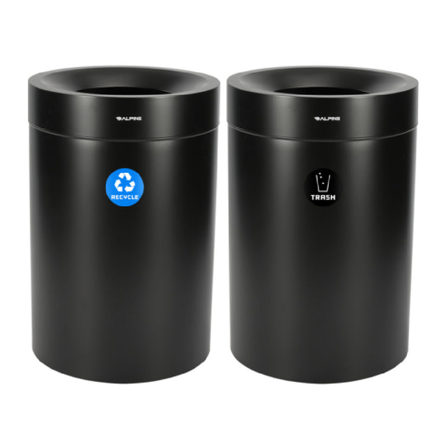 Alpine Industries ALP475-50-BLK-R-T Recycling Can And Trash Receptacle 50 Gallon