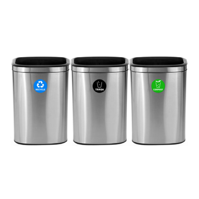 Alpine Industries ALP470-40L-R-T-CO Recycle Trash Compost Station 10.5 Gallon (40 Liter) 17" X 10" X 25"H