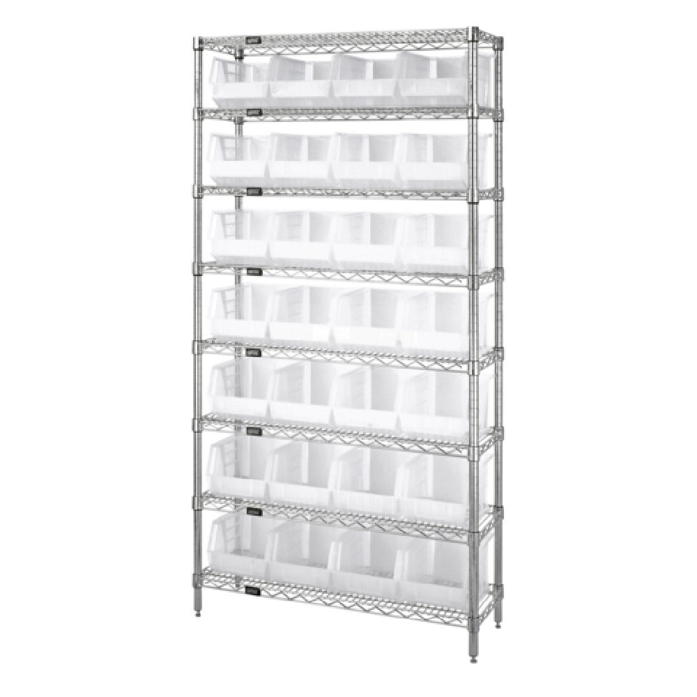 Quantum WR8-239CL Bin Wire Shelving System 36"W X 12"D X 74"H 800 Lbs. Load Capacity Per Shelf