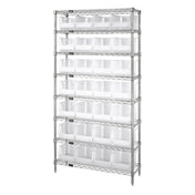 Quantum WR8-239CL Bin Wire Shelving System 36"W X 12"D X 74"H 800 Lbs. Load Capacity Per Shelf