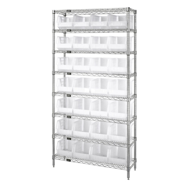 Quantum WR8-239CL Bin Wire Shelving System 36"W X 12"D X 74"H 800 Lbs. Load Capacity Per Shelf