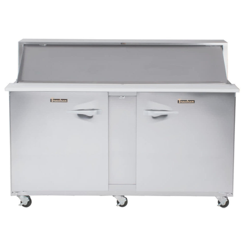 Traulsen UPT7230-LL Dealer's Choice Compact Prep Table Refrigerator With Roll-top Lid Which Serves As An Overshelf