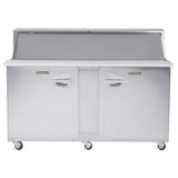 Traulsen UPT7230-LL Dealer's Choice Compact Prep Table Refrigerator With Roll-top Lid Which Serves As An Overshelf