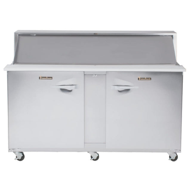 Traulsen UPT7230-LL Dealer's Choice Compact Prep Table Refrigerator With Roll-top Lid Which Serves As An Overshelf