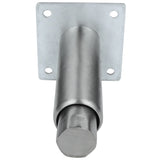 A metal door bolt with a square mounting plate featuring four screw holes. The cylindrical bolt, from Empura Parts, extends outward and ends with a hexagonal tip. It has a brushed steel finish and sits against a plain white background.