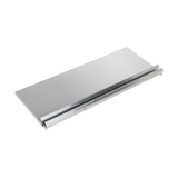 A rectangular stainless steel shelf with a brushed finish and a raised front lip, designed for wall mounting. Built to NSF standards, the shelf features clean, sharp edges and a modern, industrial look with smooth, reflective surfaces.