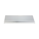 A rectangular, metallic wall shelf with a clean, smooth surface and a narrow horizontal lip at the front edge, reminiscent of underbar ice bin designs, photographed against a plain white background. The look is modern and minimalist.