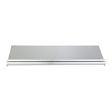 A rectangular Empura Stainless floating shelf with a smooth, reflective surface and minimalist design, shown against a white background. The shelf features a slim, seamless appearance with a front edge accent, reminiscent of an underbar ice bin.