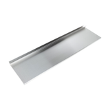 A rectangular, flat sheet of stainless steel with a raised edge along one long side, photographed on a white background. The smooth, reflective surface suggests it may serve as a sliding cover for an underbar ice bin.