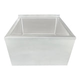 A large, rectangular, stainless steel commercial ice bin with a flat top and an open lid, showing the empty interior. The smooth, metallic surface is similar to that of an NSF mop sink, and the Empura brand logo appears on the top edge. Front angle view shown.