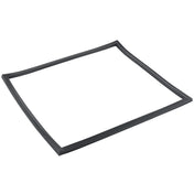 A black, flexible rubber door gasket forms a square frame with slightly uneven edges, lying flat on a white surface. The Empura Refrigeration E-KPP93 gaskets corners are defined but not sharply angled, giving it a simple and utilitarian look.