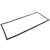 A rectangular, black rubber or plastic Door Gasket with slightly uneven edges, lying flat on a white background. Designed for Empura Refrigeration EGM-16FB, the frame has a simple, minimalist look and appears flexible or stretchy.
