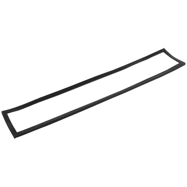 A long, thin, rectangular black rubber gasket—likely an E-KCBR60 Door Gasket for Empura Refrigeration—features slightly curved edges and lies flat on a white background. The flexible material is ideal for sealing or insulation purposes.