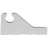 A flat, silver-metal Empura Parts tool with a smooth surface. One end features a semicircular cutout while the opposite end is squared off, designed for use as a door hinge bracket in Empura Refrigeration units.